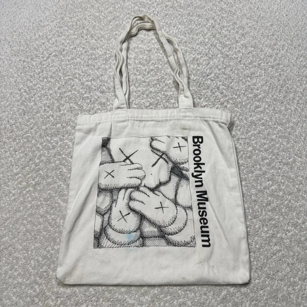 KAWS WHAT PARTY 2021 Brooklyn Museum Exhibition Tote Bag - White PRE OWNED